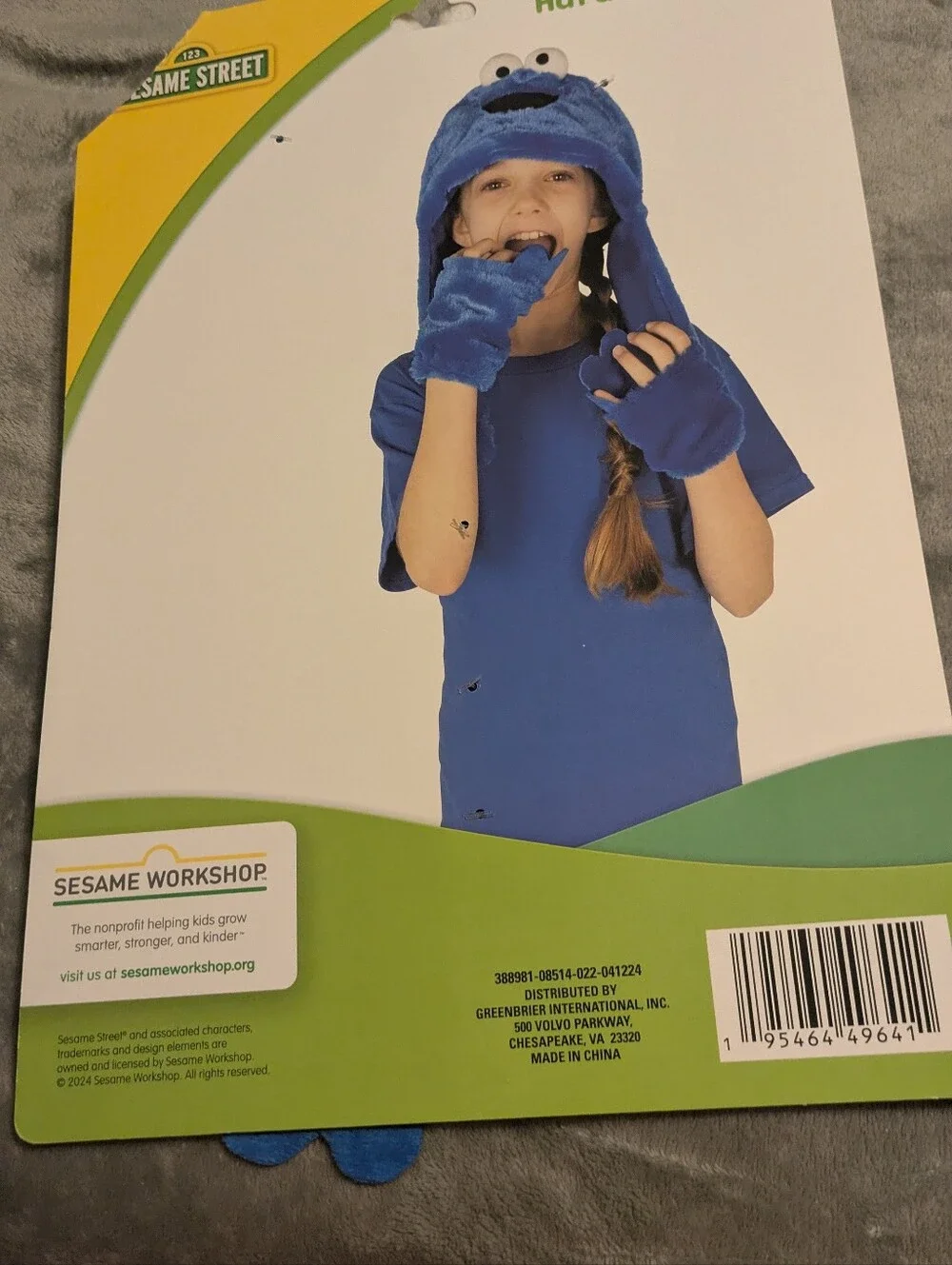 Sesame Street Cookie Monster Blue Plush Hat, Scarf & Mittens Set